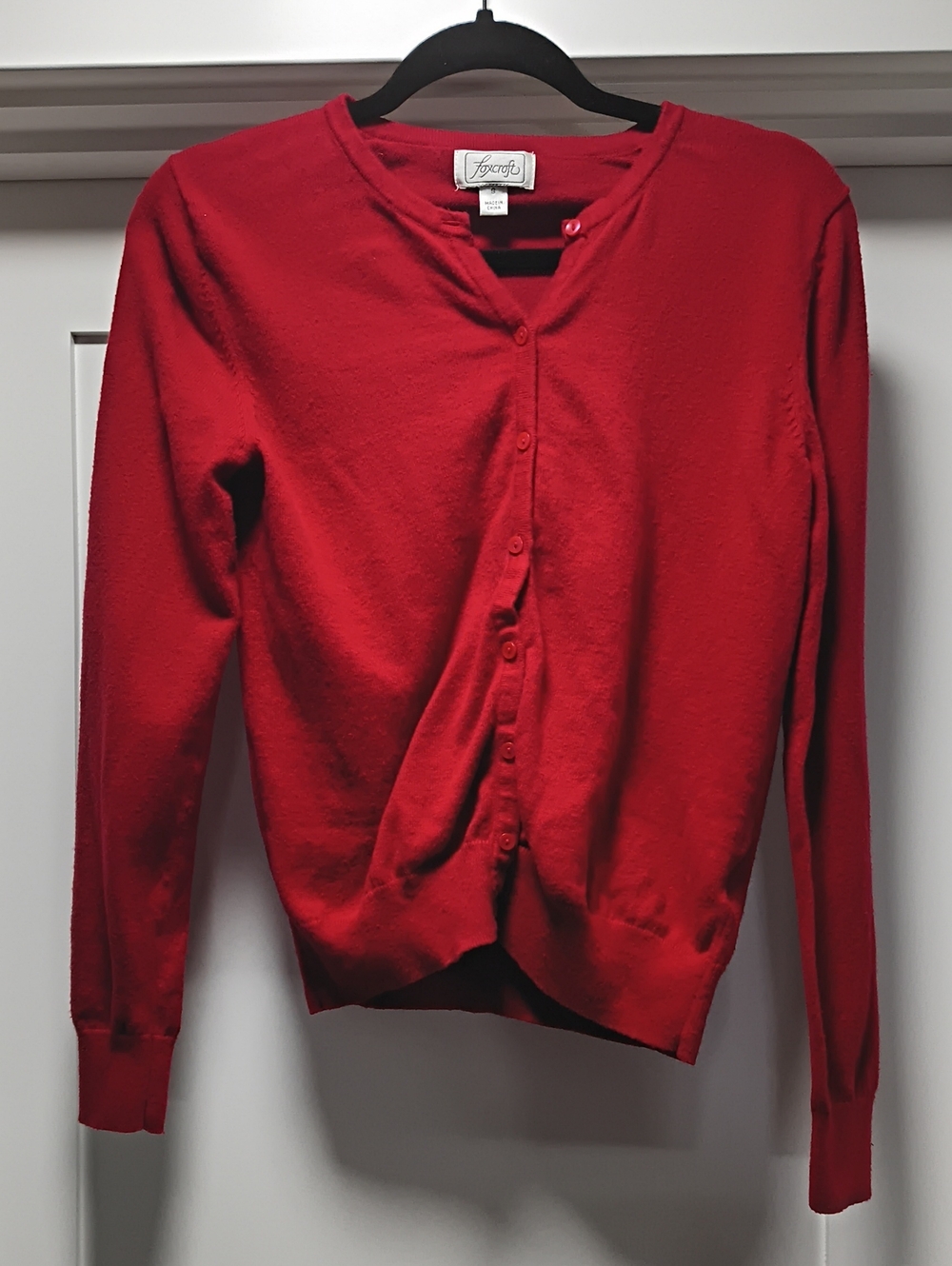 Foxcroft Red Button-Front Cardigan